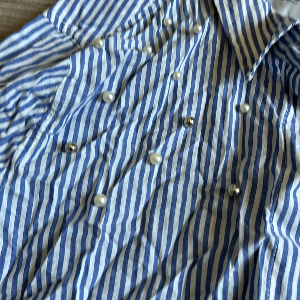 Rails Stripe Button Front Shirt With Pearls - image 3